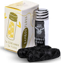 Natural Bamboo Dental Floss – Refillable Glass Jar + 3 Biodegradable Refills (33 yds) – Eco-Friendly, Vegan, Zero Waste