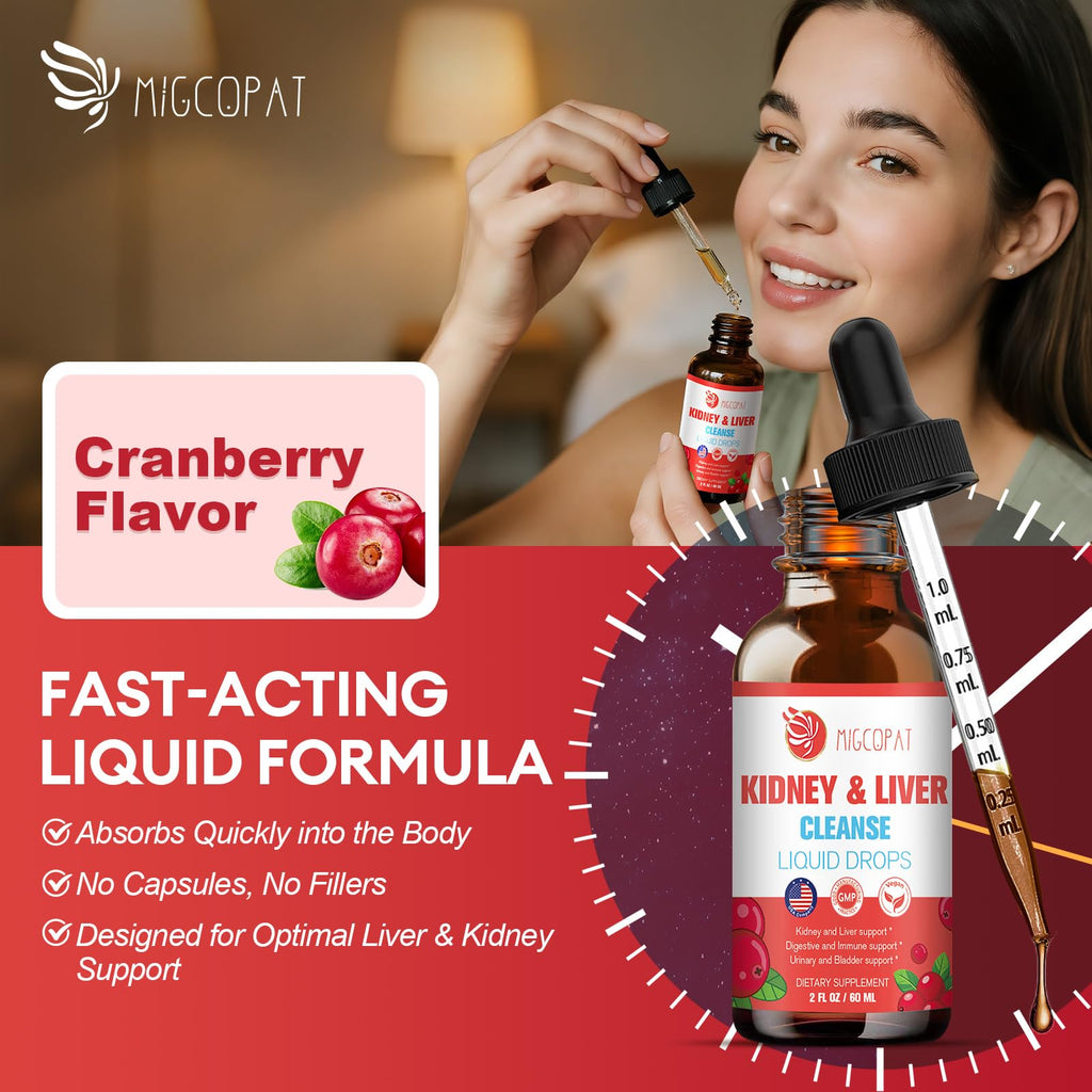 Kidney & Liver Cleanse Detox & Repair Drops – 2 Pack (60ml Each) | Cranberry & Milk Thistle