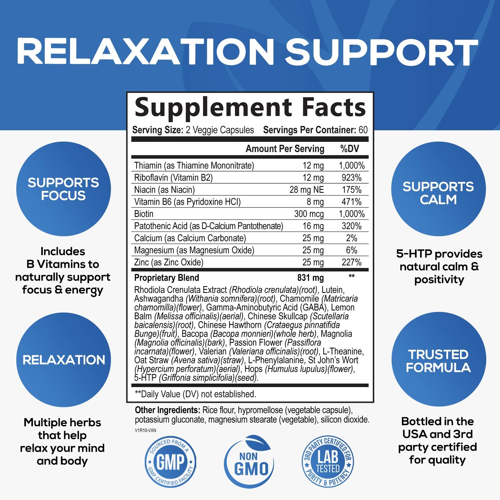 Natural Calm: Ashwagandha, GABA & Magnesium – Unwind, Focus & Immune Support (120 Capsules) | Vegan, Non-GMO, Gluten Free, Made in USA