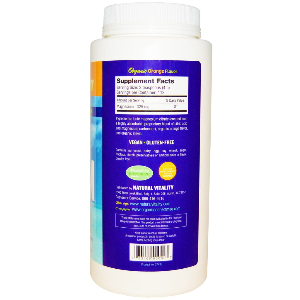 Natural Calm Orange Magnesium Supplement | Vegan, Gluten-Free | Natural Vitality