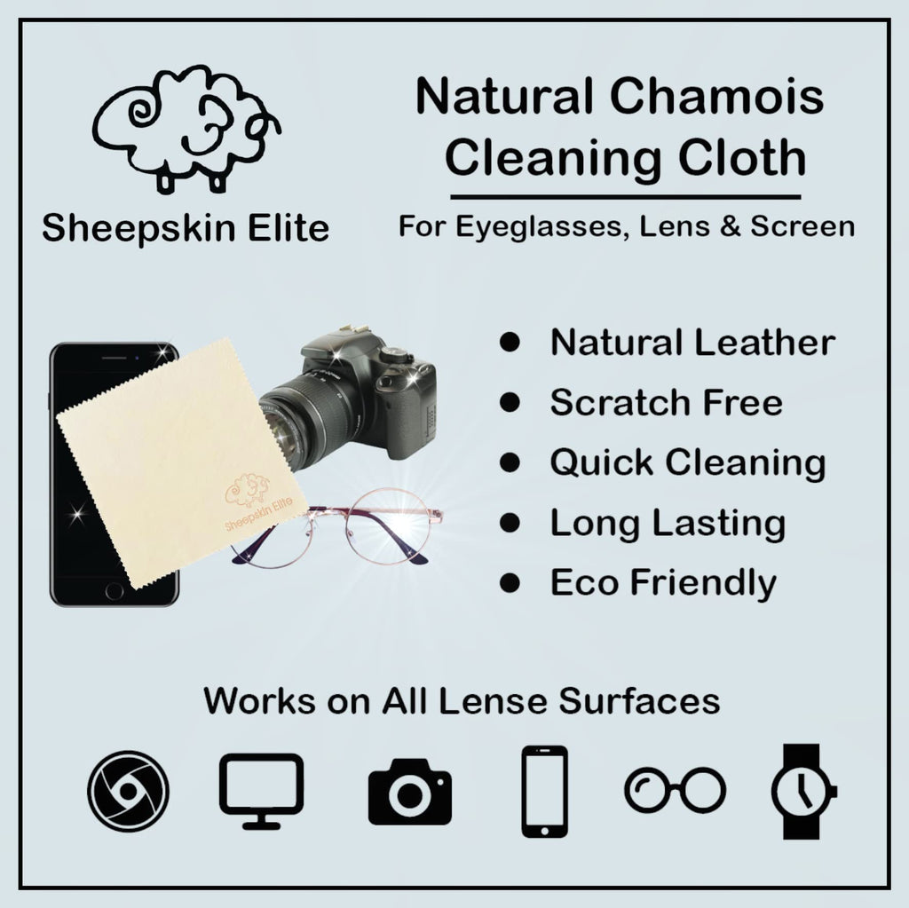 Natural Chamois Leather Cleaning Cloths – 4 Pack, Small | Eyeglasses, Camera Lens, Screens