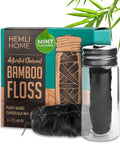 Natural Charcoal Bamboo Dental Floss, 3-Pack - Organic, Eco, Pfas Free - Reusable Natural Floss
