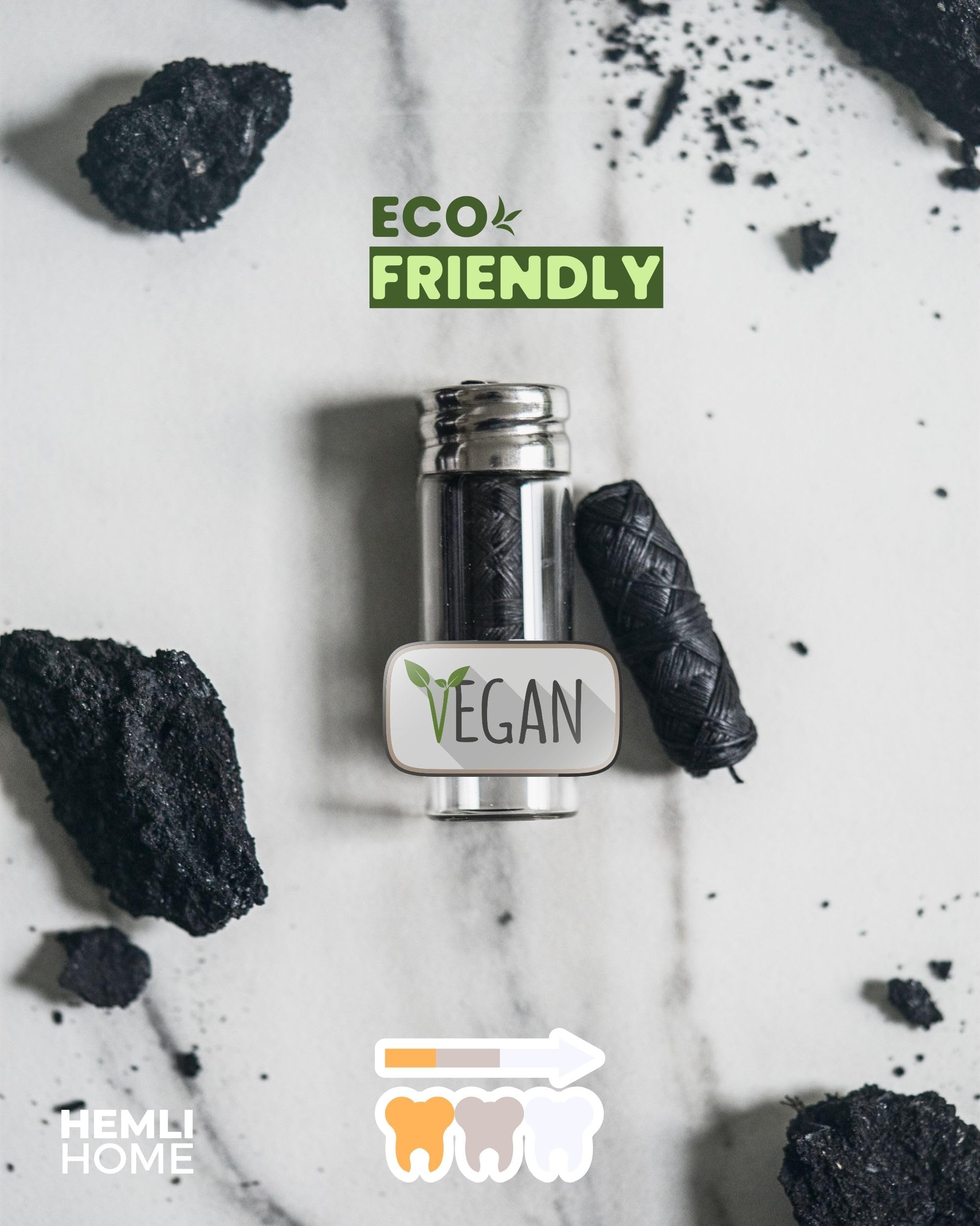 Natural Charcoal Bamboo Dental Floss, 3-Pack - Organic, Eco, Pfas Free - Reusable Natural Floss