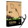 Natural Dental Floss Picks (100 Count) - Vegan, Eco Friendly, Sustainable Dental Flossers - Twin Floss (Charcoal)