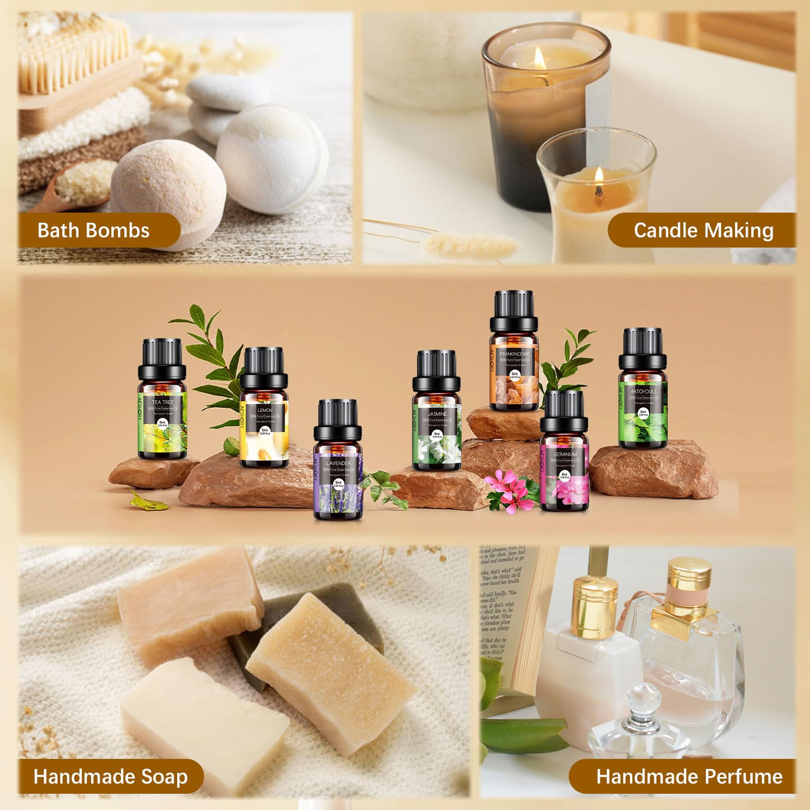 Natural Essential Oils Gift Set - 20 x 10ml for Diffuser, Massage & DIY Fragrance