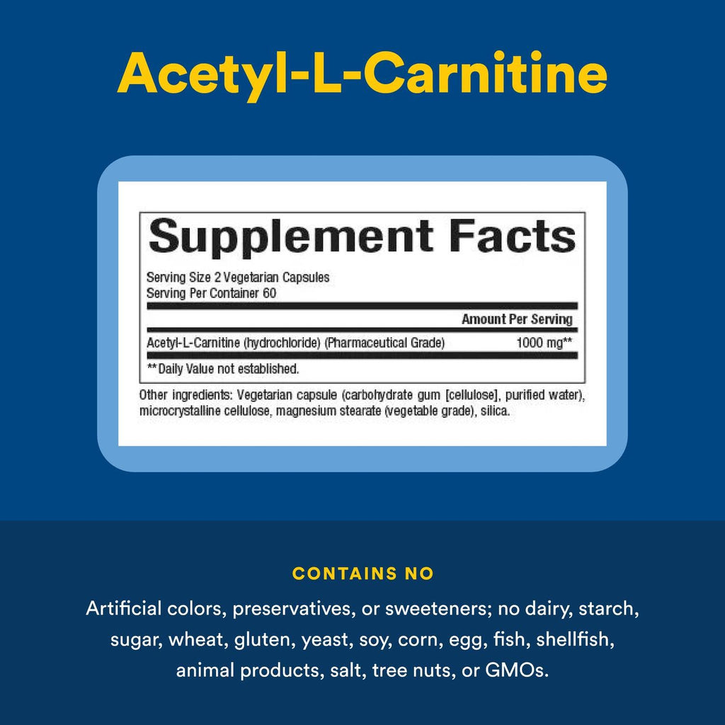 Natural Factors Acetyl-L-Carnitine 500 mg | Memory & Brain Function | 120 Capsules (60 Servings)