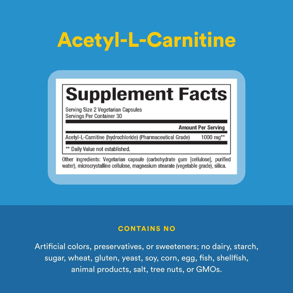 Natural Factors Acetyl L-Carnitine 500 mg - 60 Vegetarian Capsules