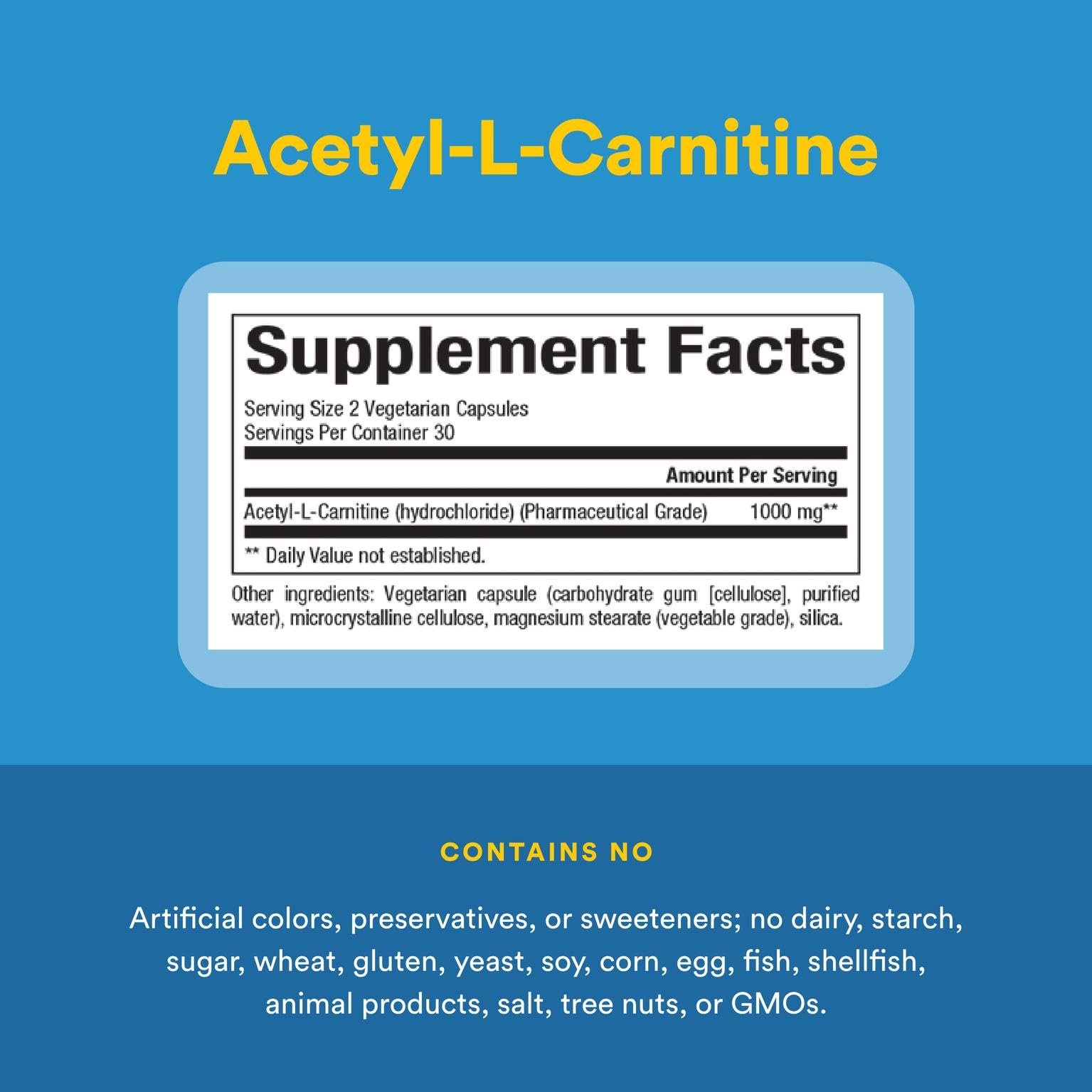 Natural Factors Acetyl L-Carnitine 500 mg - 60 Vegetarian Capsules