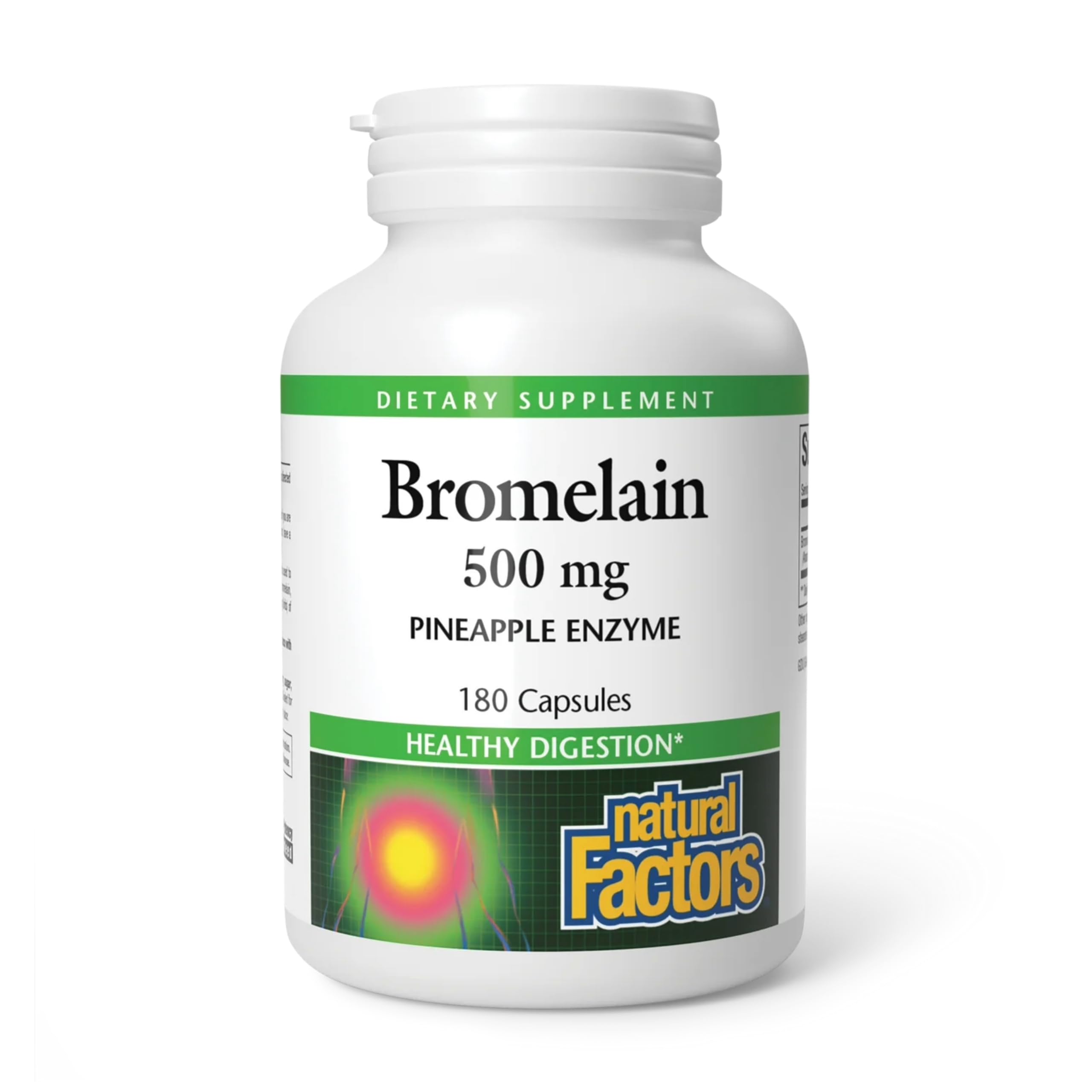 Natural Factors Bromelain 500 mg – Enzyme Support for Digestive Health, 180 Capsules