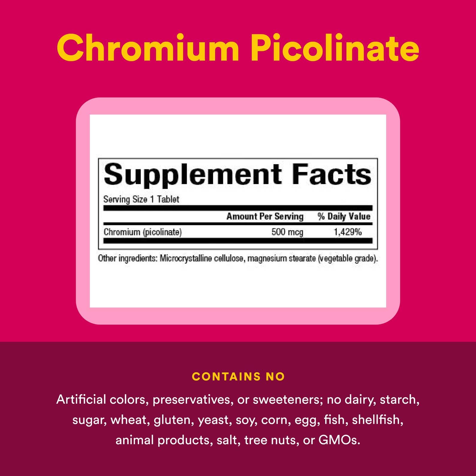 Natural Factors Chromium Picolinate 500 mcg - 90 Tabs (Pack of 4)