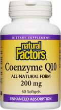 Natural Factors CoQ10 200 mg - Antioxidant Support for Energy & Heart Health | 60 Softgels