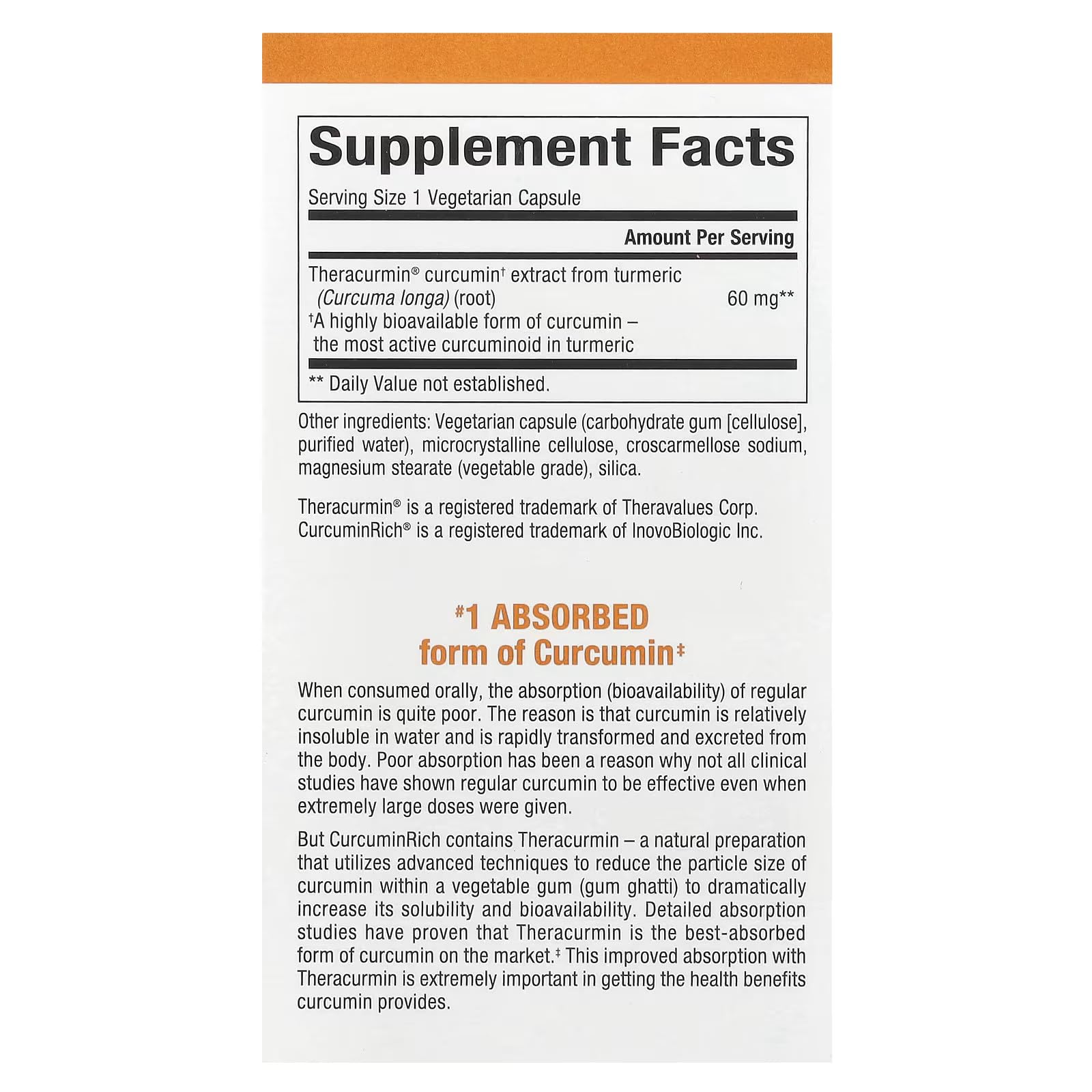 Natural Factors CurcuminRich Theracurmin 60 mg – Double-Strength, 60 Count | Superior Absorption