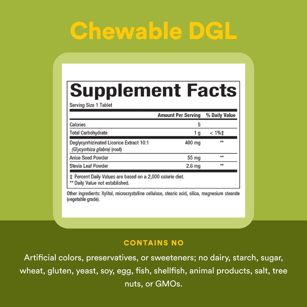 Natural Factors DGL Chewable – Digestive Support with Licorice Root, 180 Tablets