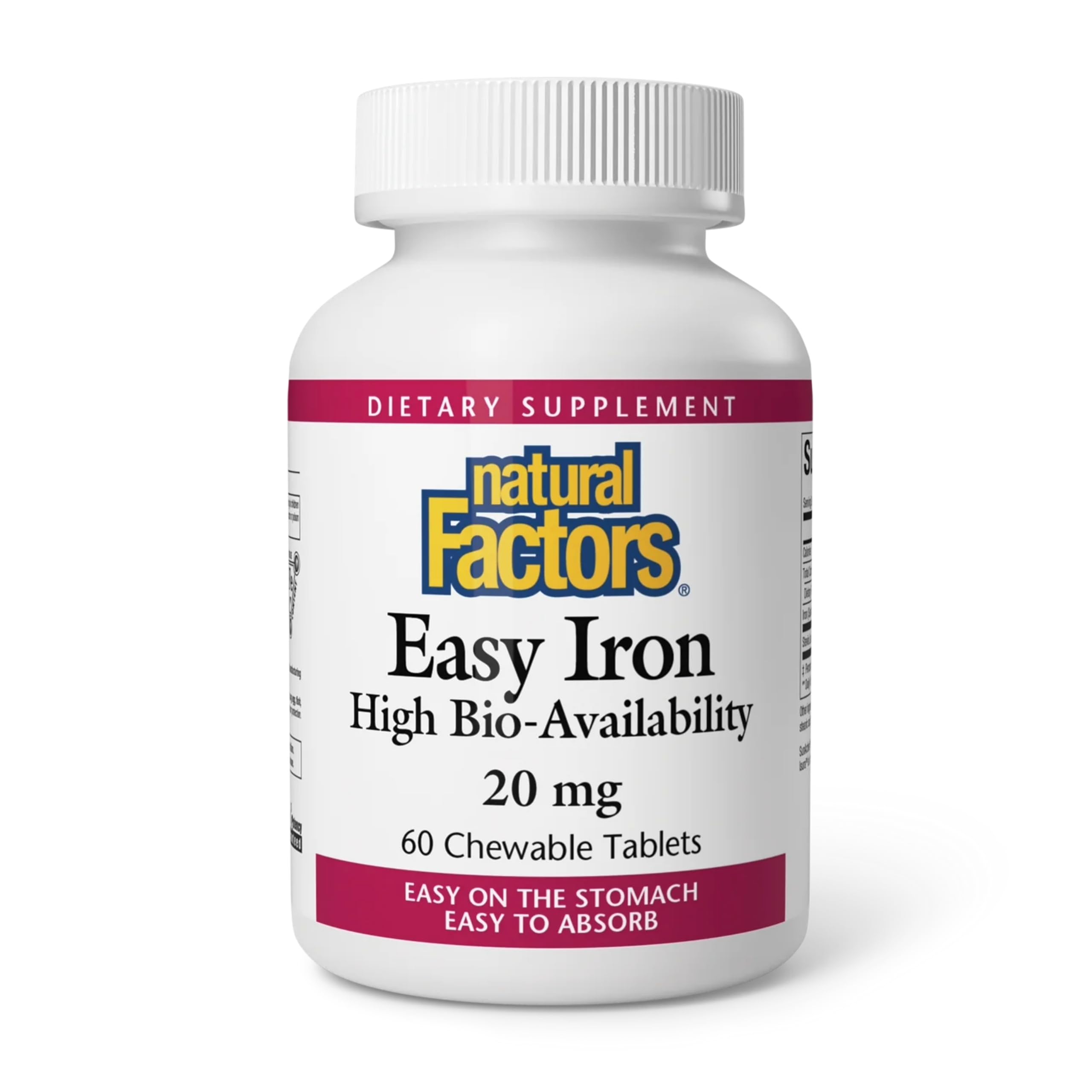 Natural Factors Easy Iron Chewables 20mg - 60 Tabs Multi-Pack | SunActive Iron