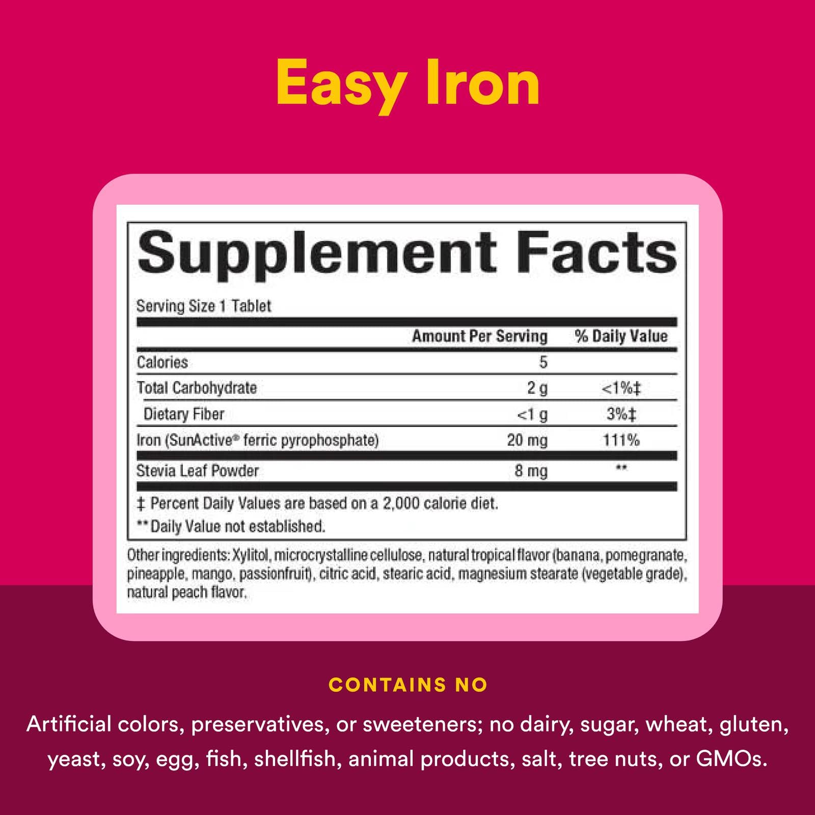 Natural Factors Easy Iron Chewables 20mg - 60 Tabs Multi-Pack | SunActive Iron