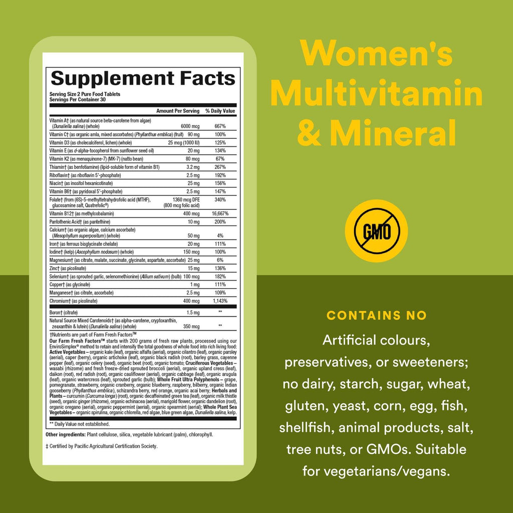 Whole Earth & Sea Women's Multivitamin & Mineral - Vegan, 60 Tablets