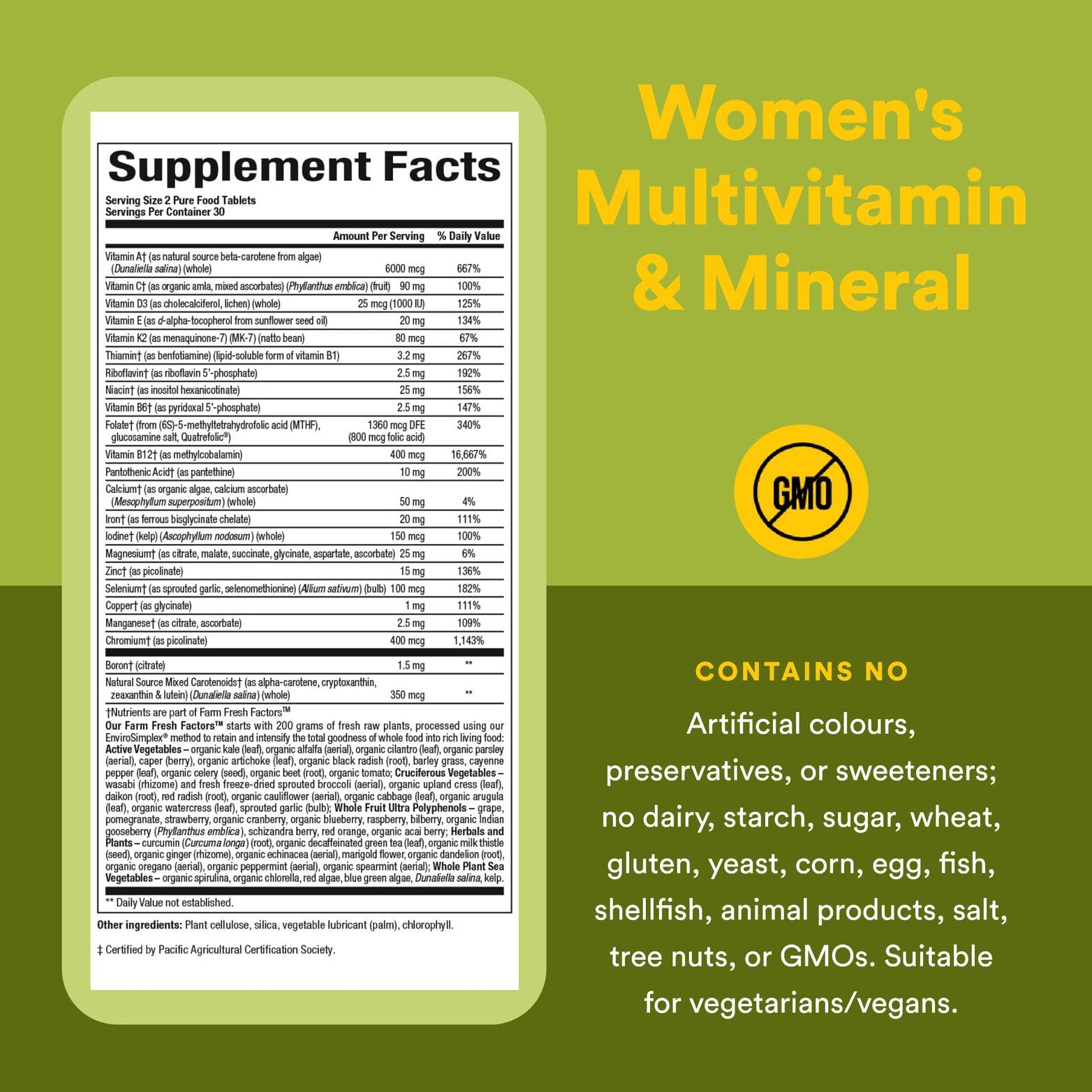 Whole Earth & Sea Women's Multivitamin & Mineral - Vegan, 60 Tablets