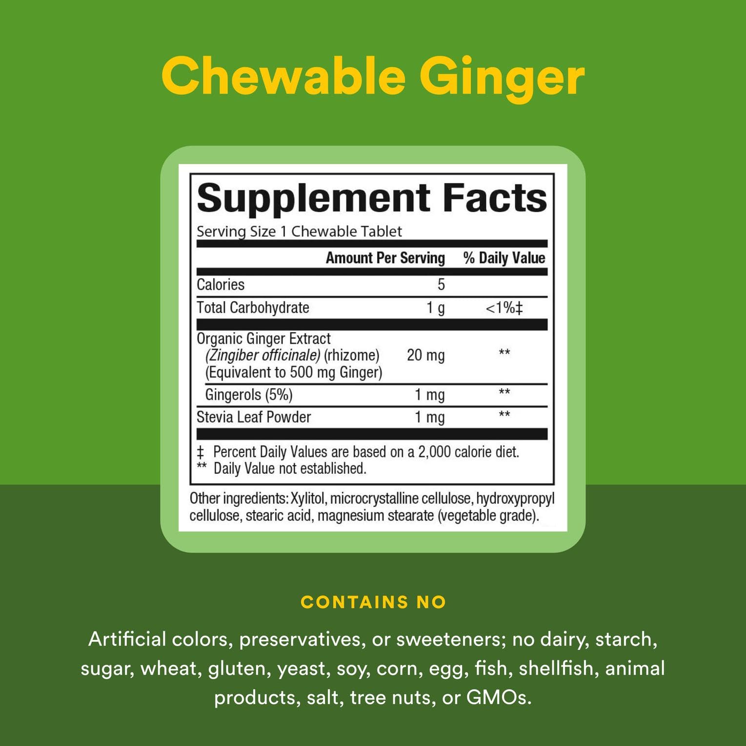 Natural Factors Chewable Ginger 500 mg, 90 Count | Digestive Support