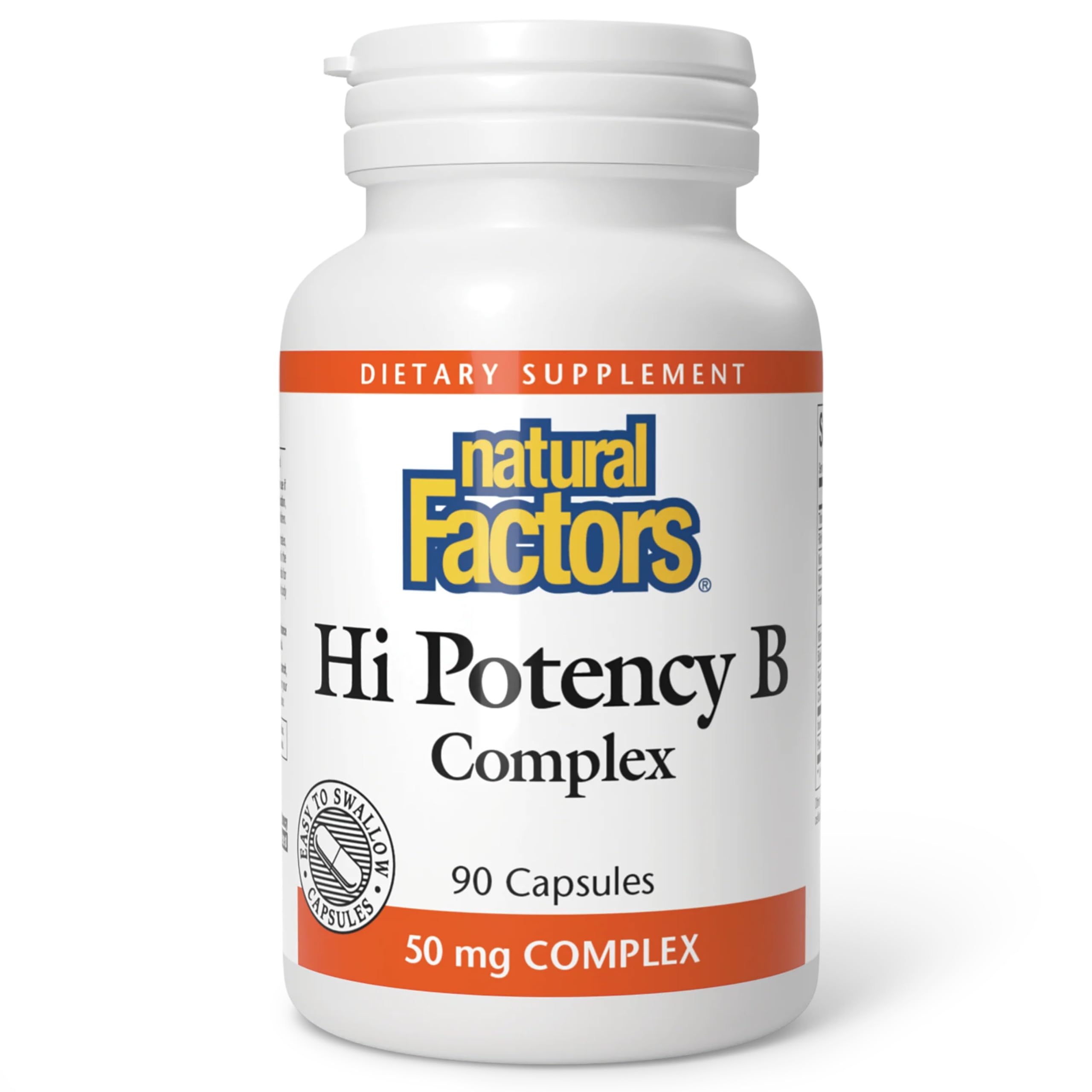 Natural Factors Hi Potency B Complex 50 mg - 90 Capsules | B Vitamins with Choline & Inositol