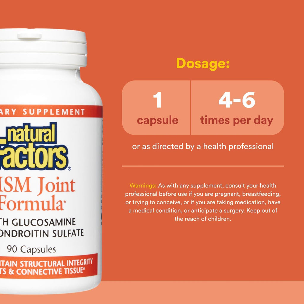 Natural Factors Joint MSM Formula – Supports Joints, Muscles & Cartilage (90 Capsules)
