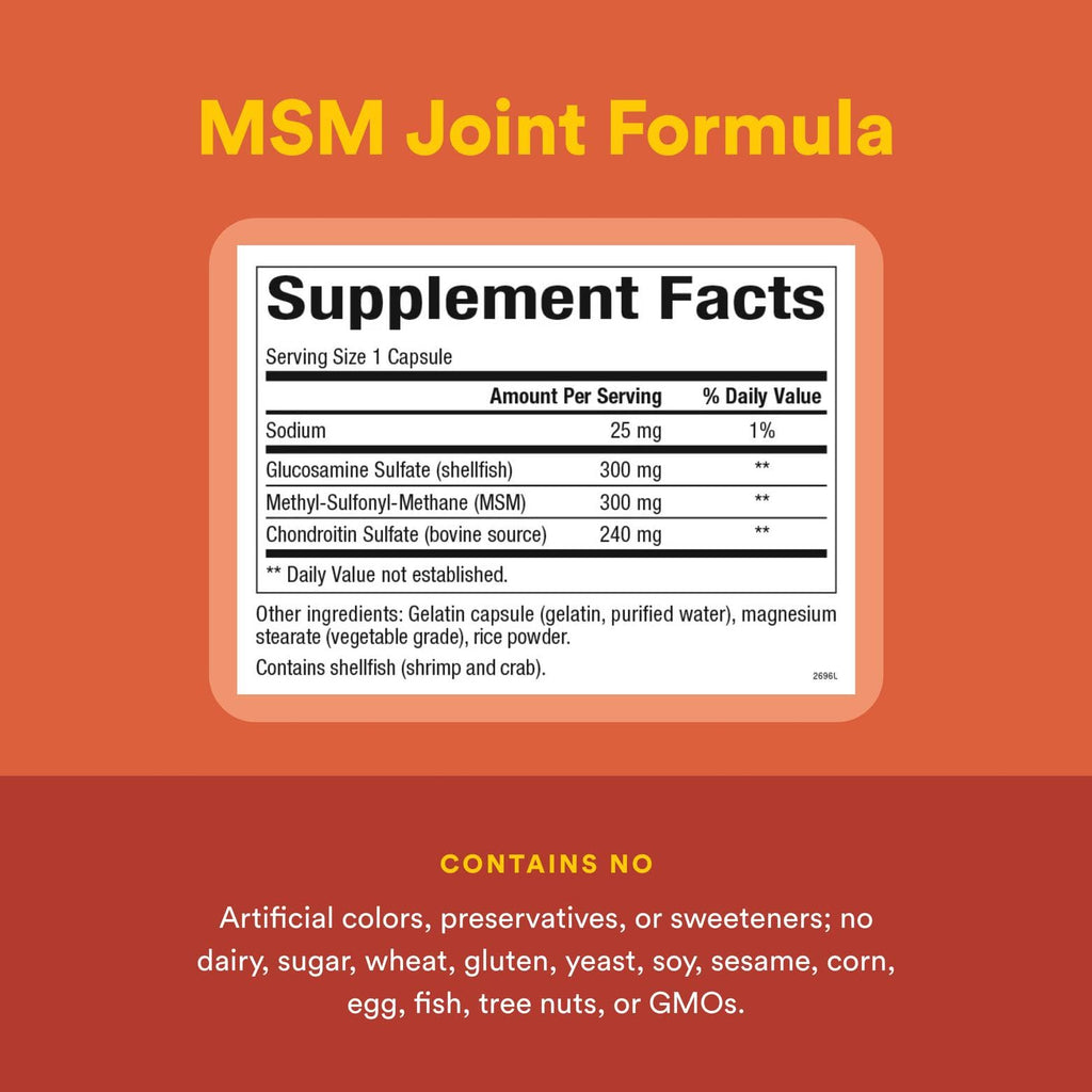 Natural Factors Joint MSM Formula – Supports Joints, Muscles & Cartilage (90 Capsules)