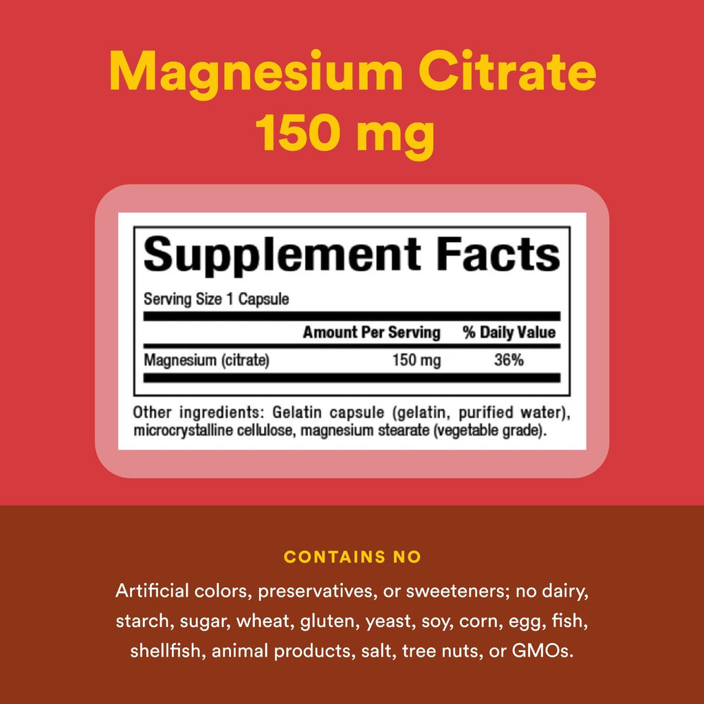 Natural Factors, Magnesium Citrate 150 mg, Muscle and Heart Health Formula, 360 Capsules
