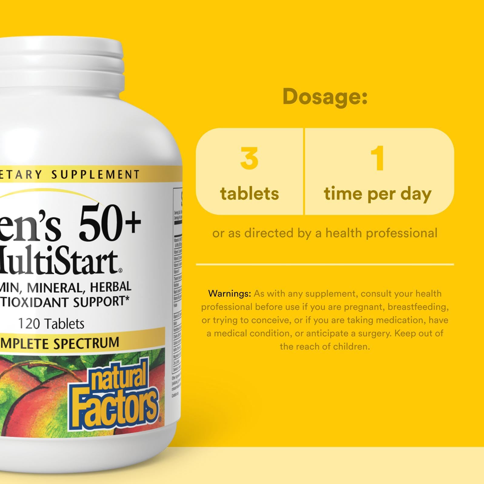 Natural Factors Men's 50+ MultiStart Daily Multivitamin – Immune & Prostate Health