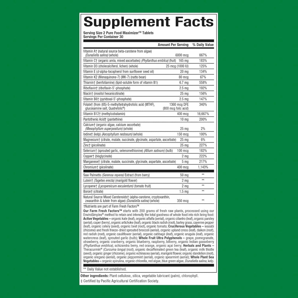 Natural Factors Men's 50+ Multivitamin & Mineral – 60 Count (Pack of 1) | ½ lb Veggies Nutrition