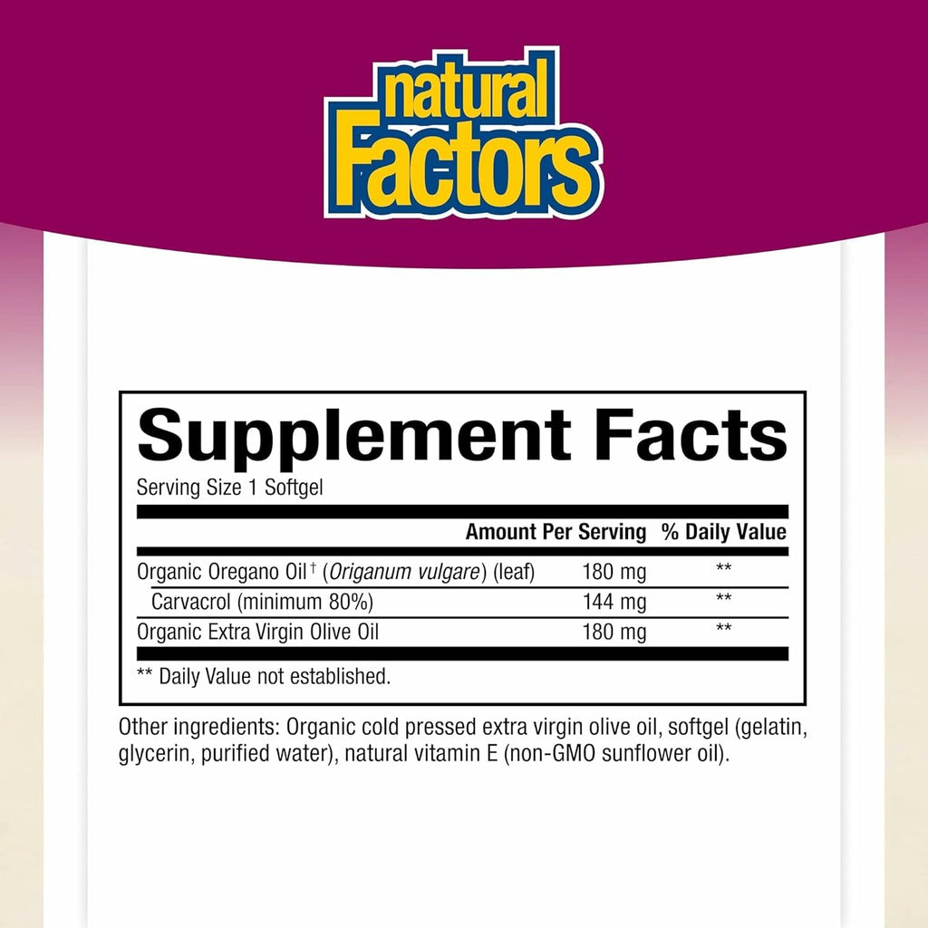 Natural Factors Oil of Oregano - Immune Support, Olive Oil & Vitamin E