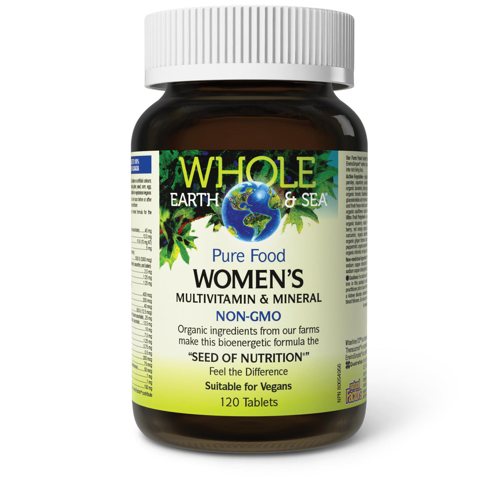 Natural Factors Whole Earth & Sea Women's Multivitamin & Mineral – Vegan, 120 Tablets