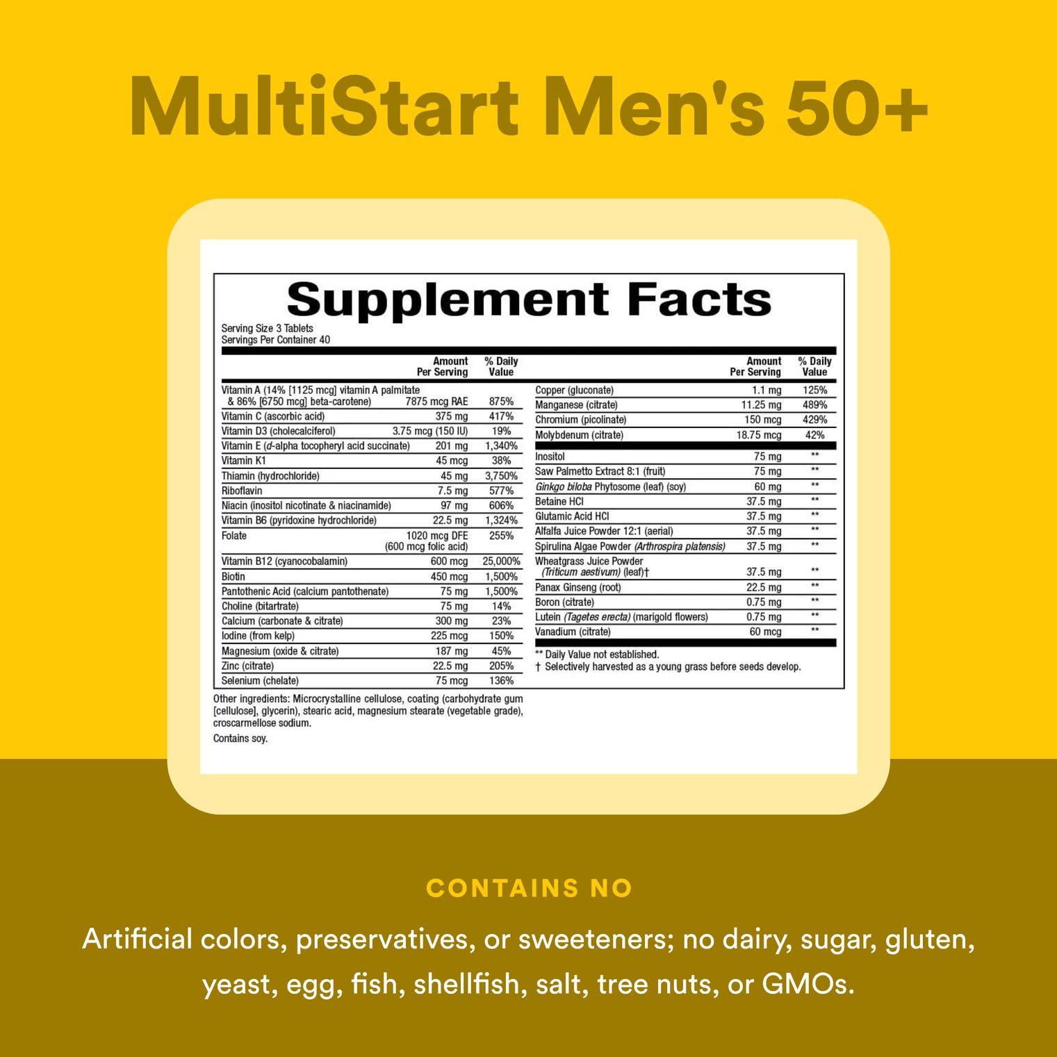 Natural Factors Men's 50+ MultiStart Daily Multivitamin – Immune & Prostate Health