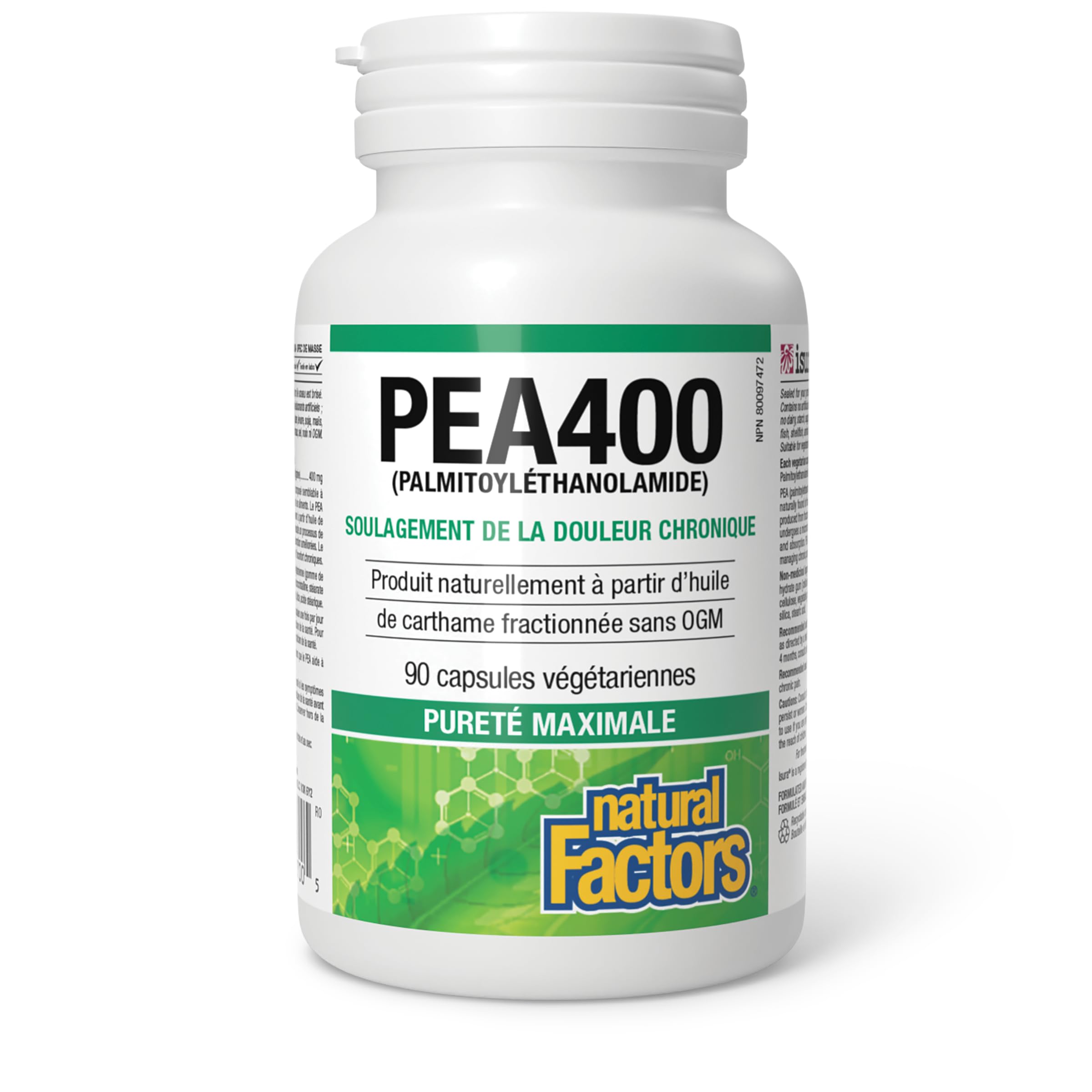 Natural Factors PEA400 - Pure Palmitoylethanolamide for Nerve & Comfort (90 Capsules)