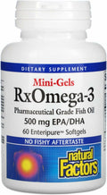 Natural Factors RxOmega-3 Mini-Gels – EPA 350mg, DHA 140mg, 60 Soft Gels | Cardiovascular Support
