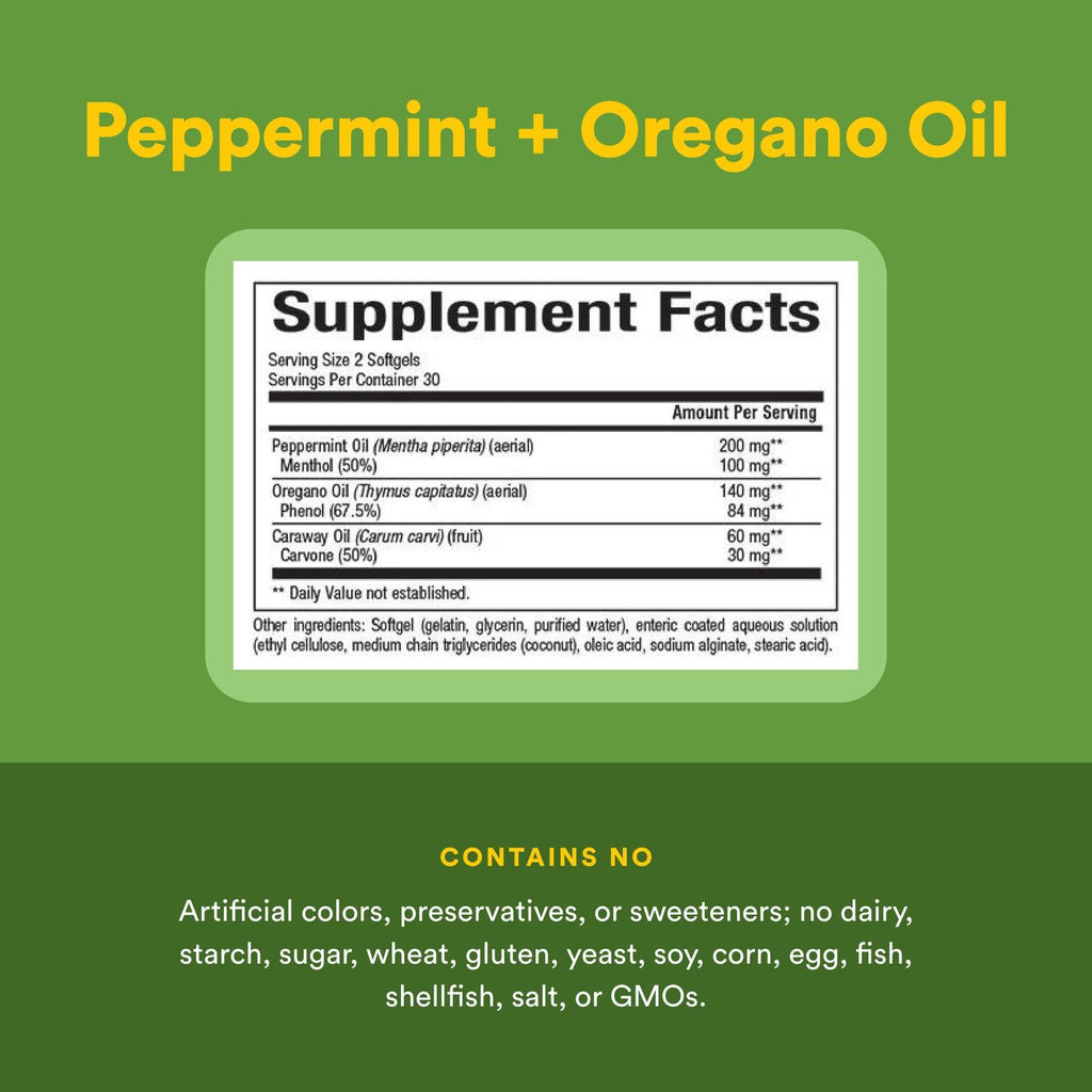 Natural Factors Peppermint & Oregano Oil Complex Digestive Aid – 60 Softgels
