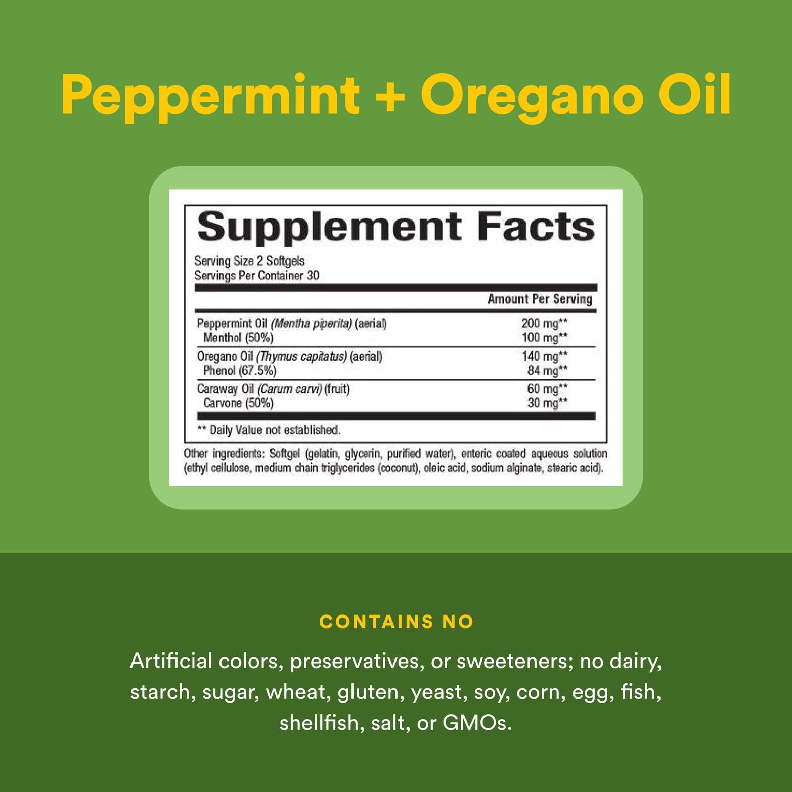 Natural Factors Peppermint & Oregano Oil Complex Digestive Aid – 60 Softgels