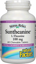 Natural Factors Suntheanine L-Theanine 100 mg – Calm Outlook & Sleep Support | 60 Chewable Tablets