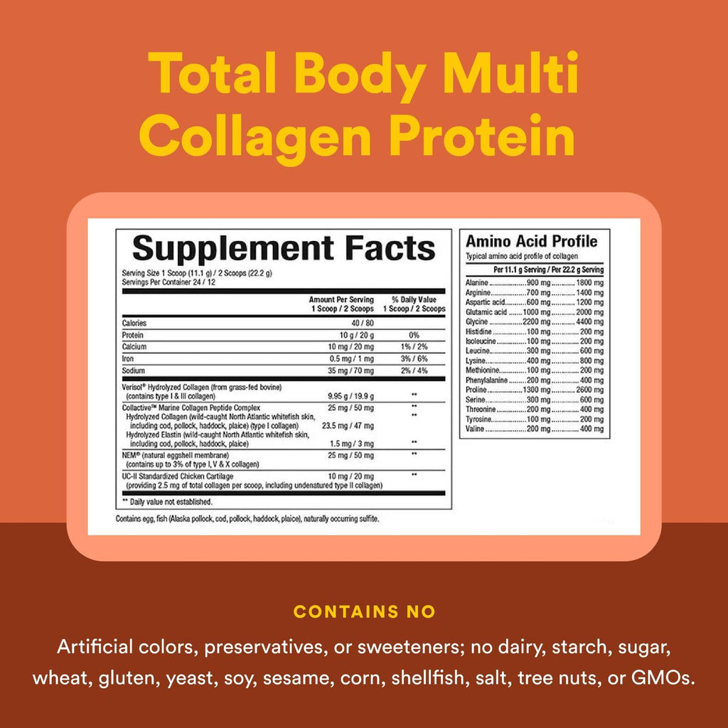 Natural Factors Total Body Multi Collagen Protein – 5-Collagen Blend (Unflavored, 9.41 oz)