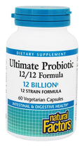 Natural Factors Ultimate Probiotic 12/12 Formula – Digestive Health & Immune Support | 60 Vegetarian Capsules