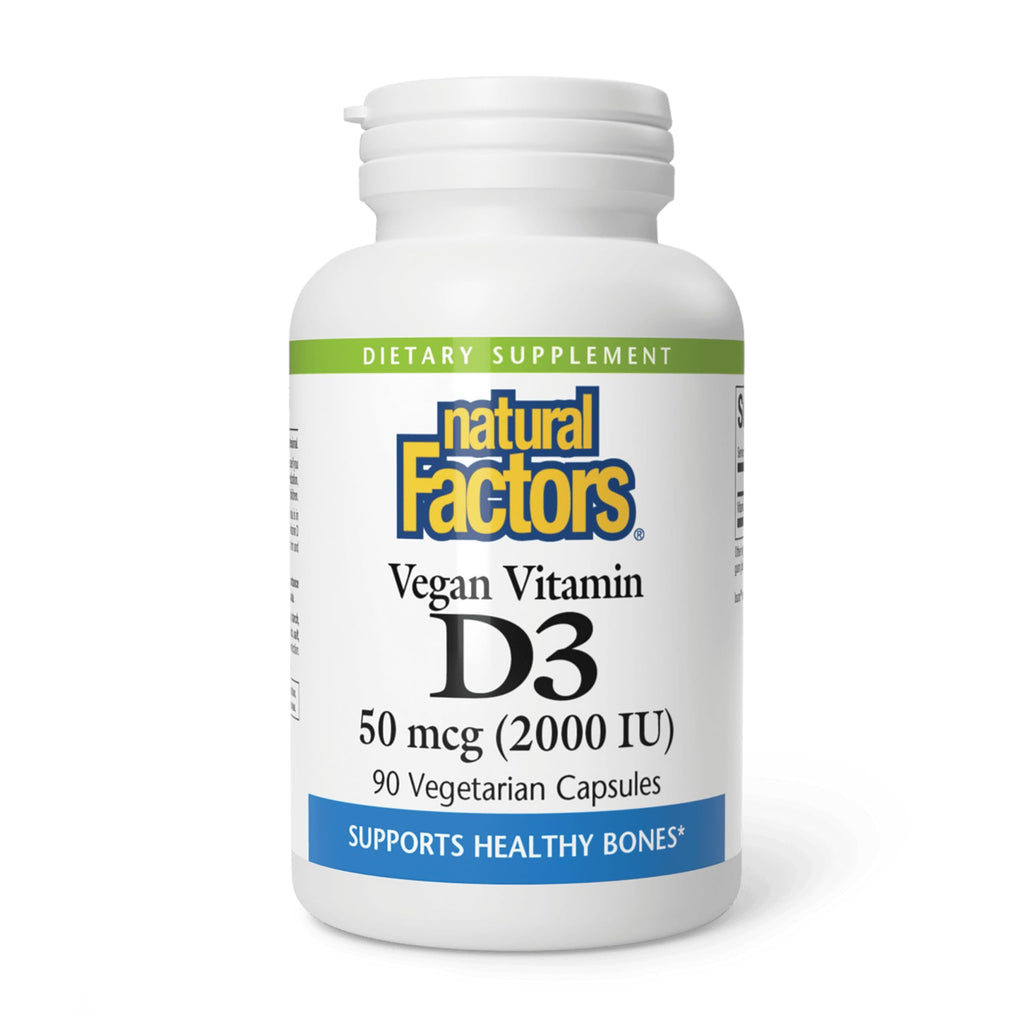Natural Factors Vegan Vitamin D3 2000 IU – Bone & Immune Health – 90 Capsules