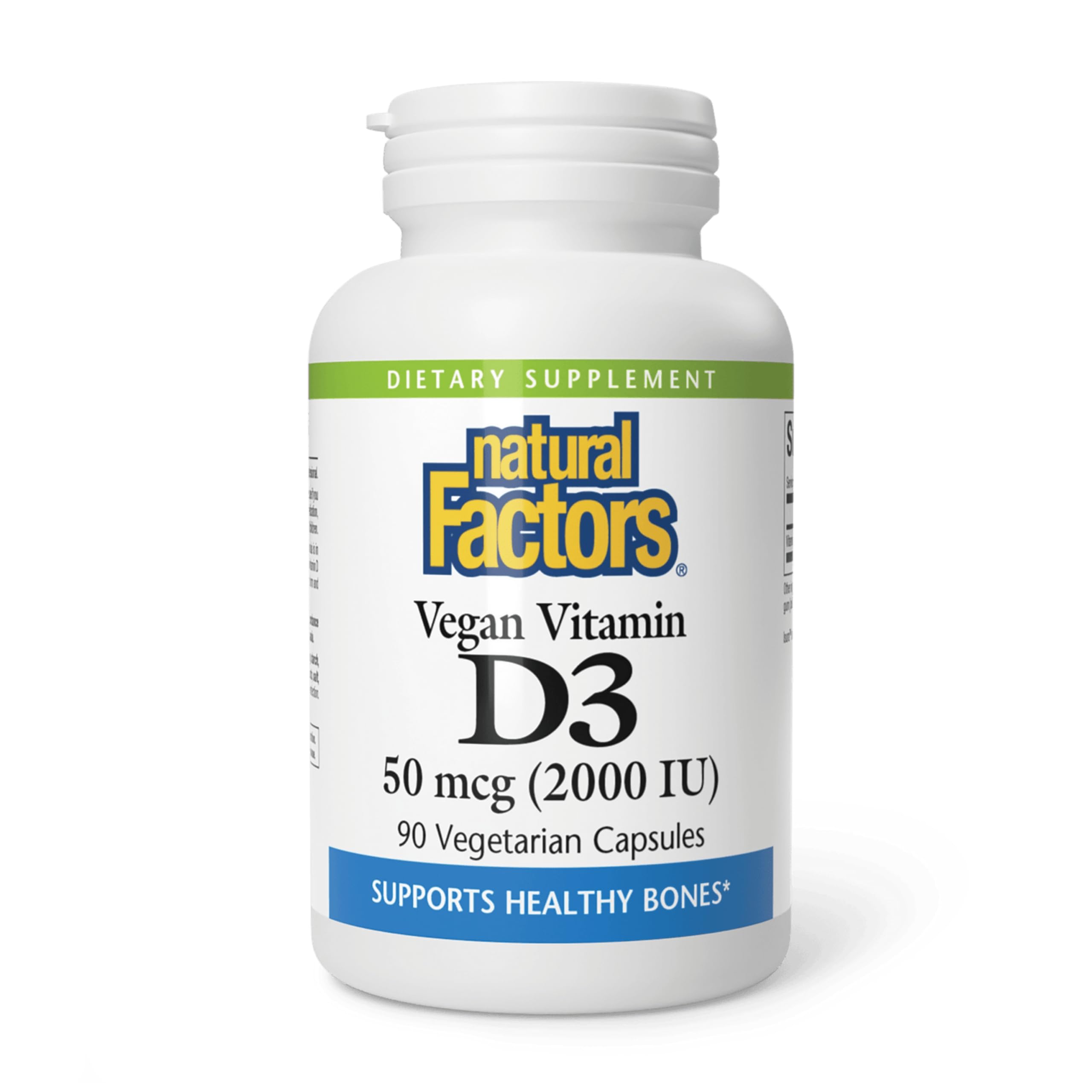 Natural Factors Vegan Vitamin D3 2000 IU – Bone & Immune Health – 90 Capsules
