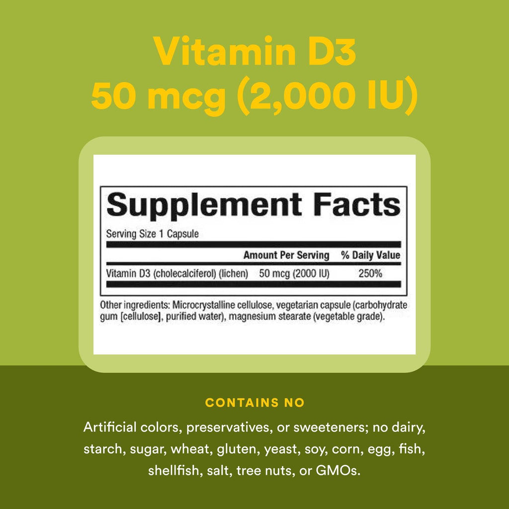 Natural Factors Vegan Vitamin D3 2000 IU – Bone & Immune Health – 90 Capsules