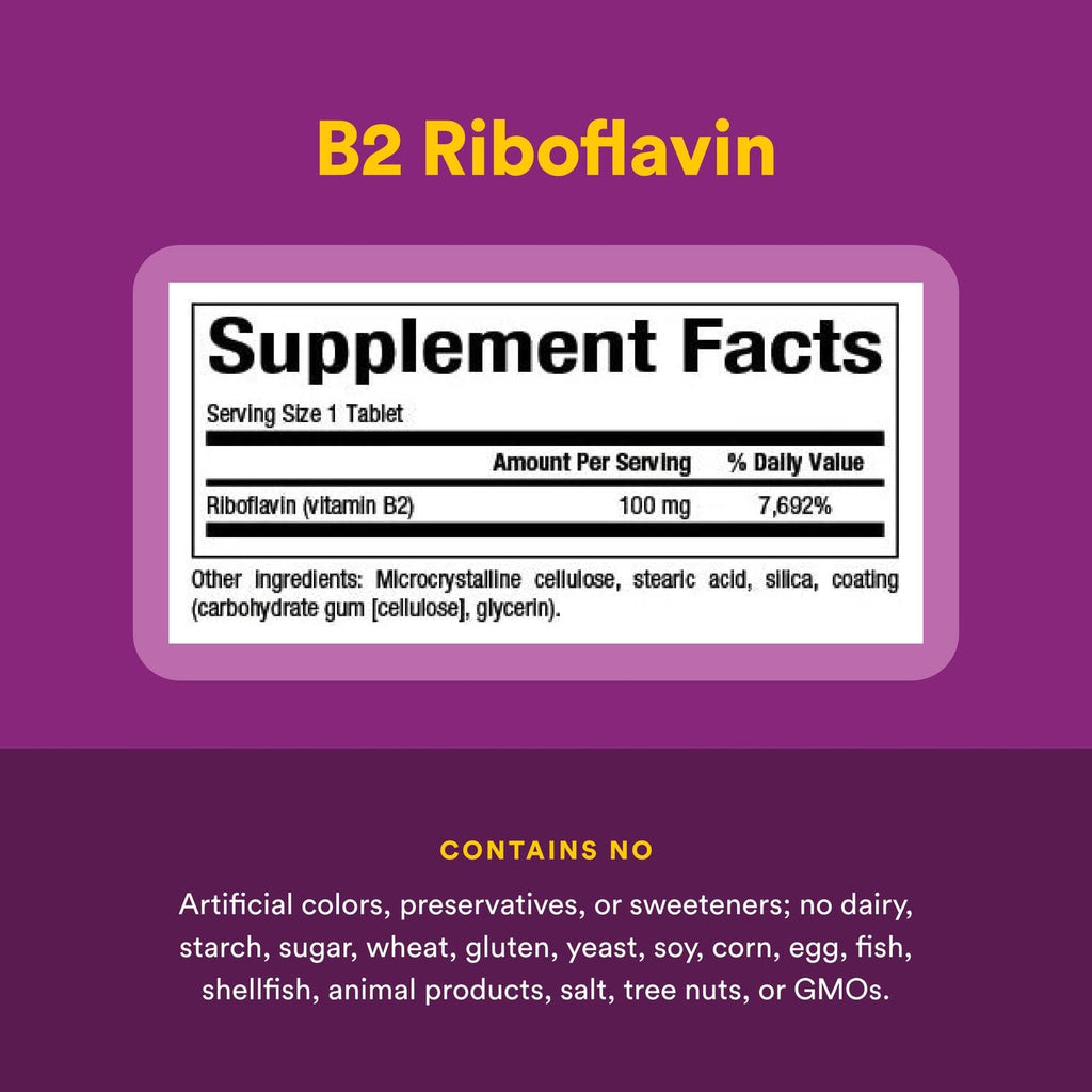 Natural Factors Vitamin B2 Riboflavin 100mg – Energy & Metabolism Support, 90 Tablets