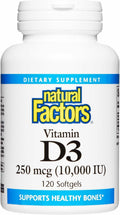 Natural Factors Vitamin D3 – Daily Bone & Immune Support (120 Softgels)