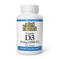 Natural Factors Vitamin D3 2000 IU (50 mcg) | Supports Bones, Muscles & Immunity | 120 Softgels
