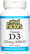 Natural Factors Vitamin D3 5,000 IU – Joint, Bone & Immune Support (240 Count)