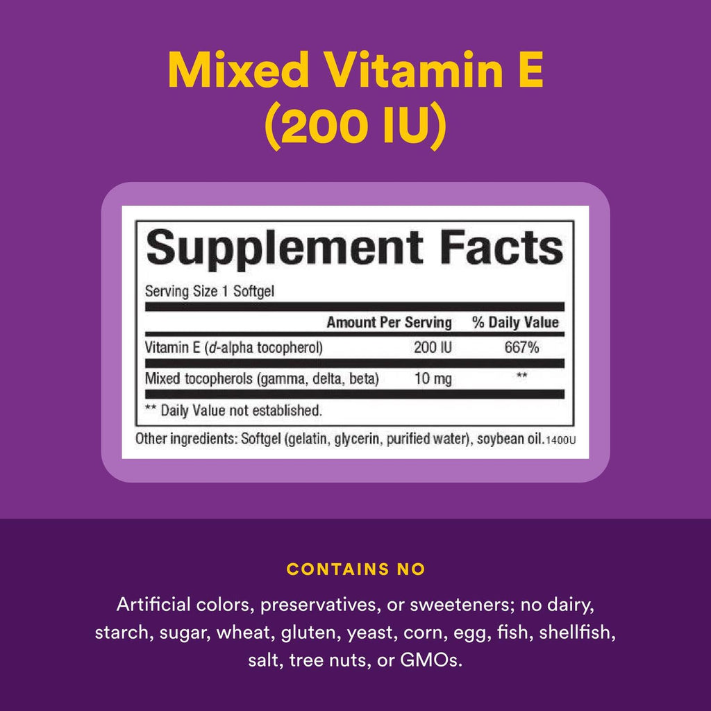 Natural Factors Vitamin E 200 IU Softgels – Antioxidant Support (90 Softgels)