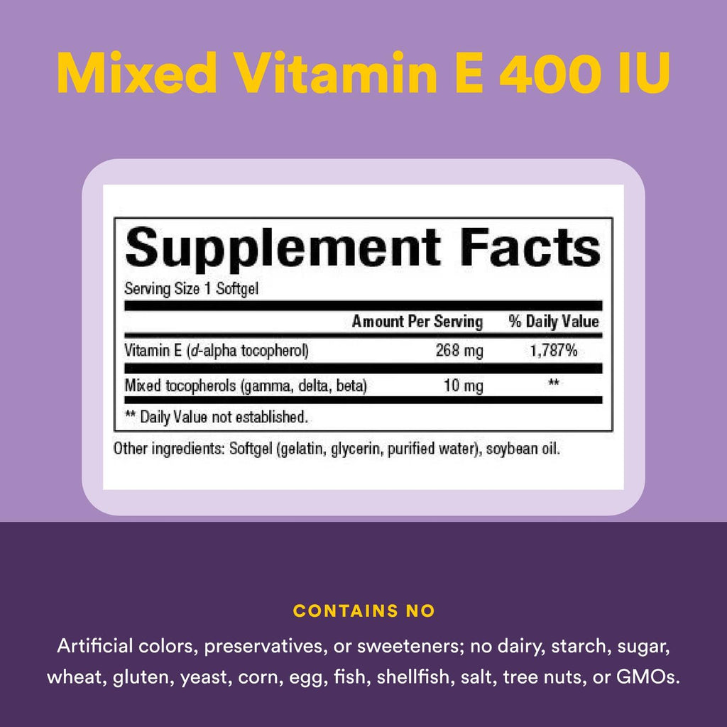 Natural Factors Vitamin E 400 IU Softgels – Antioxidant Support & Heart Health | 240 Softgels