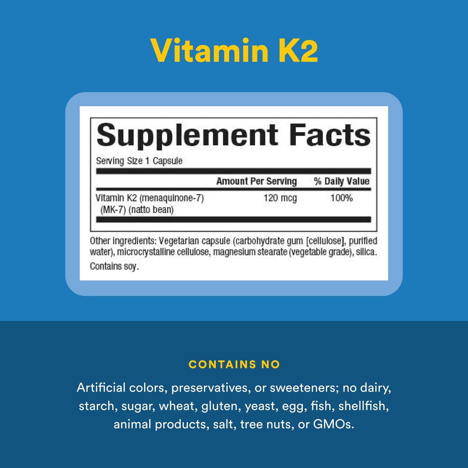 Natural Factors Vitamin K2 120 mcg MK-7 – Supports Bone & Vascular Health, 60 Capsules