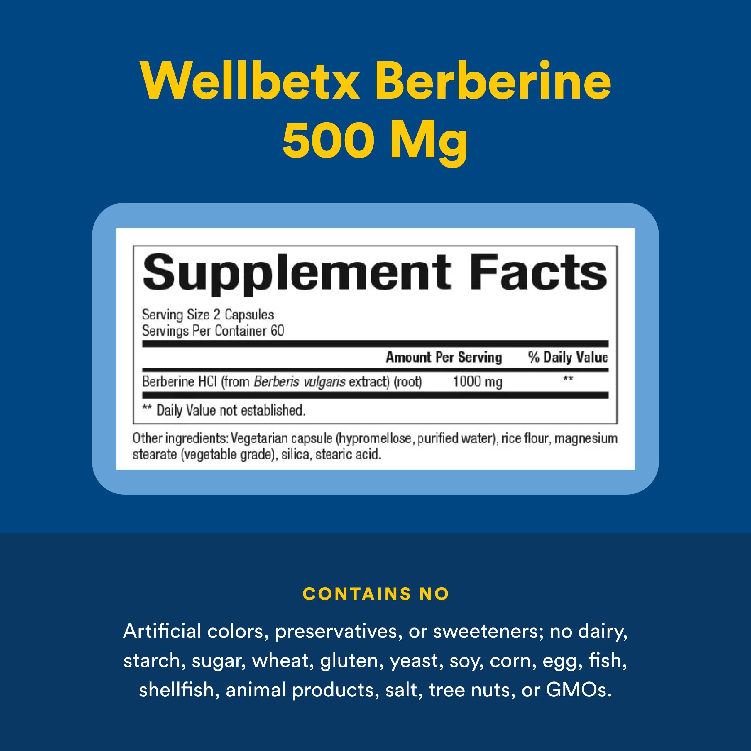 Natural Factors WellBetX Berberine – Daily Supplement for Metabolic & Heart Health | Gluten-Free & Vegan | 60 Vegetarian Capsules
