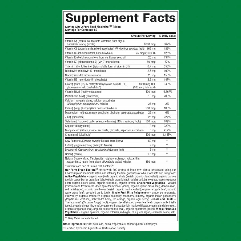 Natural Factors Whole Earth & Sea Men's 50+ Multivitamin & Mineral – Brain Health & Immune Support, Vegan, 120 Tablets